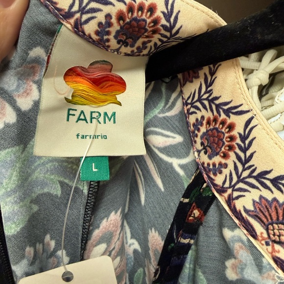 Farm Rio Black Marvelous Garden Floral Black Dress NWT Sz L - Picture 8 of 10